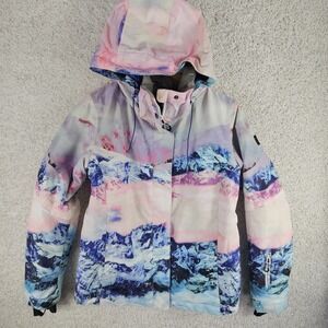 GSOU Snow Winter Ski Jacket Women's Large Hooded Mountains Snowboard